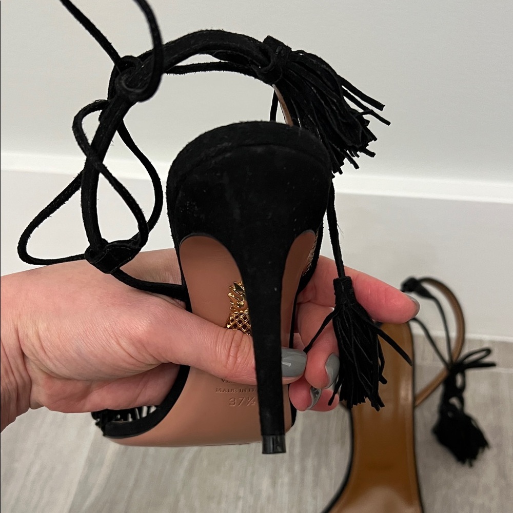 Aquazzura Black Fringe Heels - Picture 11 of 14